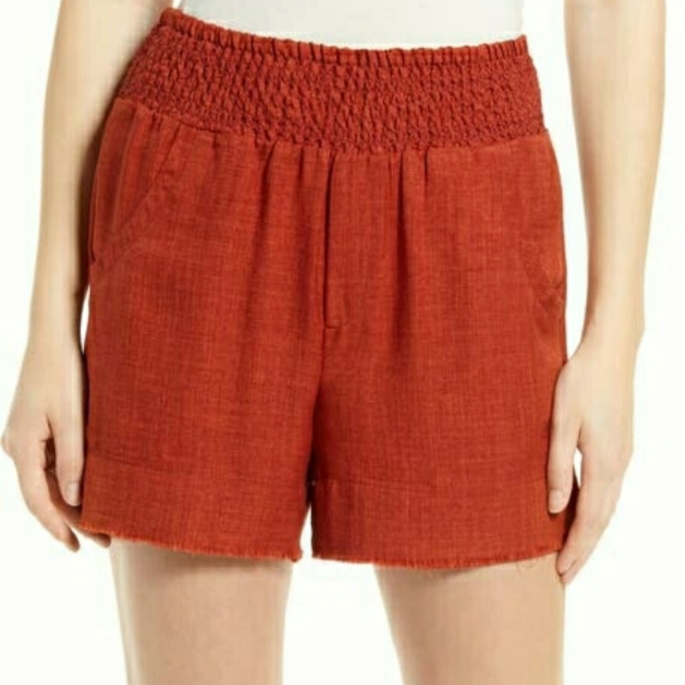 Wit & Wisdom High Rise Raw Hem Shorts Rust Orange S NWT